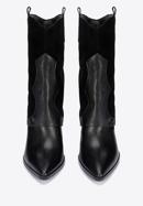Leather and suede overlay cowboy boots, black, 95-D-513-1Z-37, Photo 3