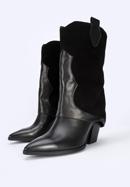 Leather and suede overlay cowboy boots, black, 95-D-513-1Z-37, Photo 6