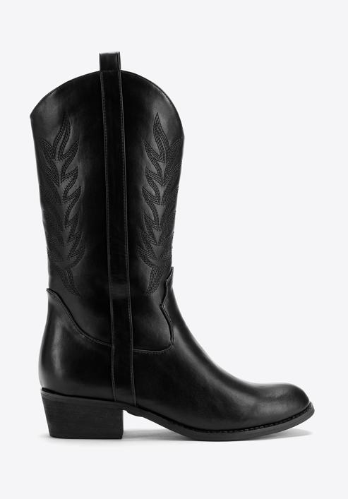Women's embroidered tall western boots, black, 97-DP-805-1-36, Photo 1