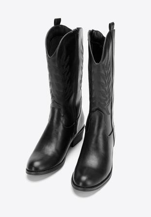 Women's embroidered tall western boots, black, 97-DP-805-1-37, Photo 1