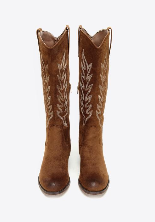 Women's embroidered tall cowboy boots, brown, 97-DP-804-5-35, Photo 3