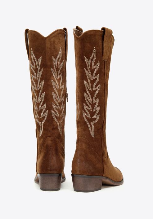 Women's embroidered tall cowboy boots, brown, 97-DP-804-5-38, Photo 4