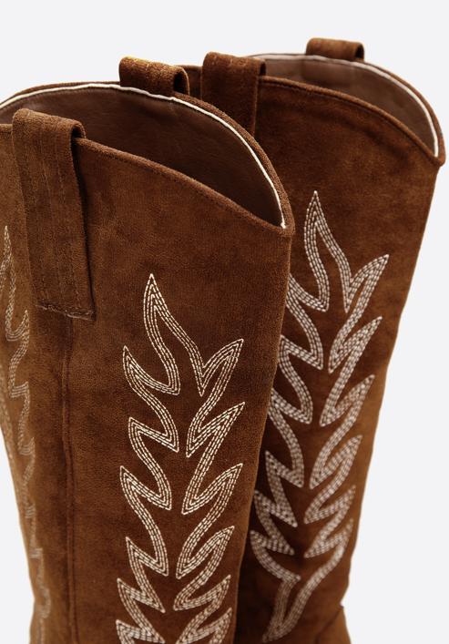 Women's embroidered tall cowboy boots, brown, 97-DP-804-5-41, Photo 7