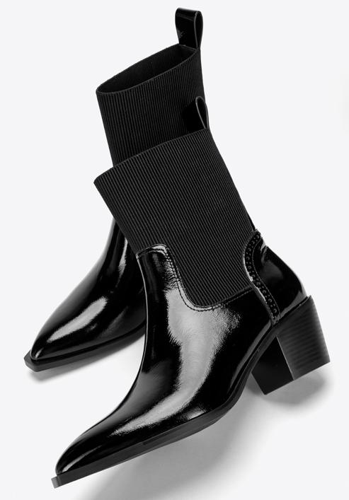 Women's cowboy patent leather boots, black, 97-D-510-1L-38, Photo 7