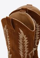 Women's embroidered suede knee high cowboy boots, brown, 97-D-854-5-41, Photo 8