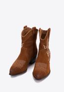 Women's embroidered suede cowboy boots, brown, 97-D-856-Z-38, Photo 2