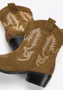 Women's embroidered suede cowboy boots, green, 97-D-856-Z-36, Photo 7