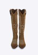 Women's embroidered suede tall cowboy boots, green, 97-D-852-Z-41, Photo 3