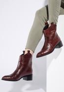 Croc-embossed leather cowboy boots, burgundy, 95-D-502-1-36, Photo 17