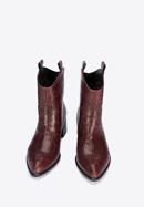 Croc-embossed leather cowboy boots, burgundy, 95-D-502-1-37, Photo 2