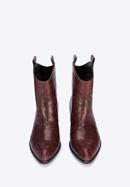 Croc-embossed leather cowboy boots, burgundy, 95-D-502-1-40, Photo 3