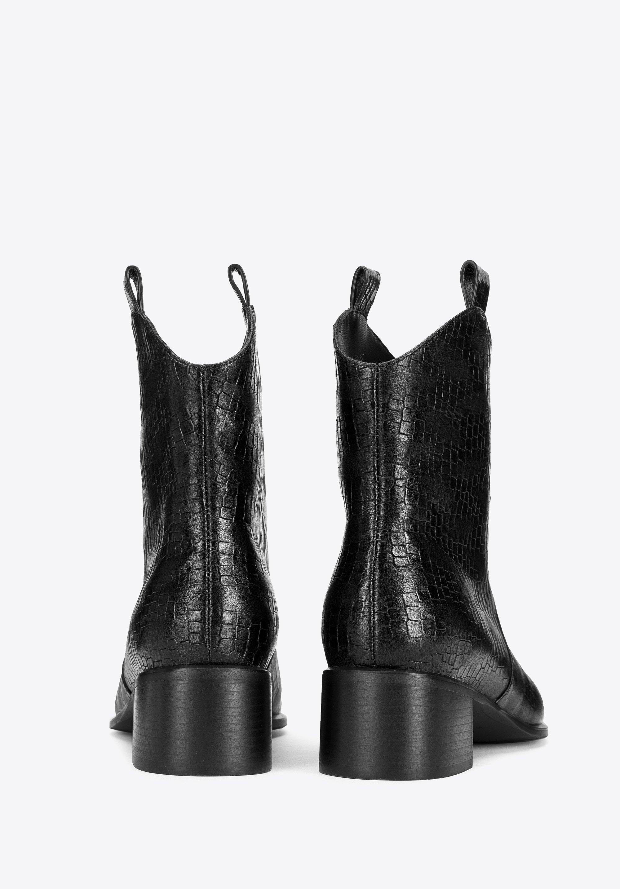 Croc embossed ankle clearance boots