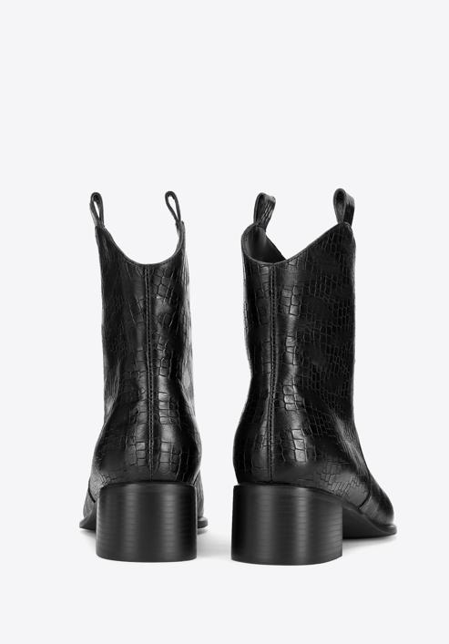 Croc-embossed leather cowboy boots, black, 95-D-502-1-36, Photo 4