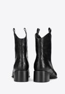 Croc-embossed leather cowboy boots, black, 95-D-502-3-38, Photo 4