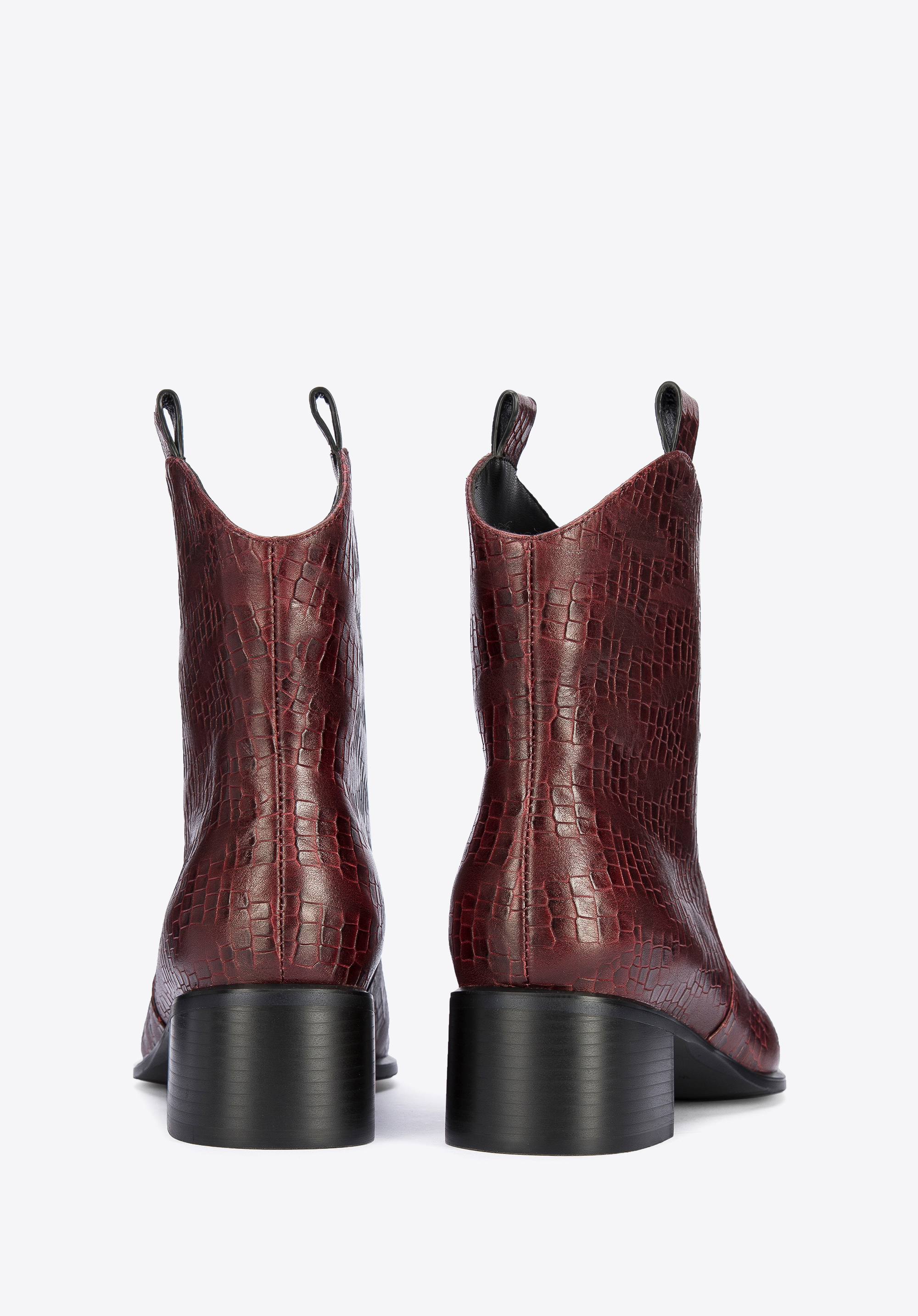 Burgundy croc outlet boots