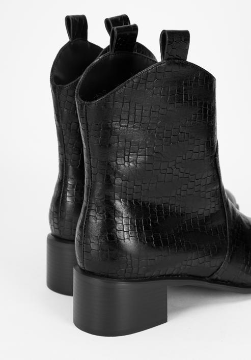 Croc-embossed leather cowboy boots, black, 95-D-502-1-39, Photo 7