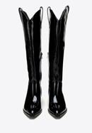 Women's patent leather cowboy knee high boots, black, 97-D-509-3-41, Photo 3