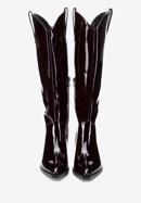 Women's patent leather cowboy knee high boots, deep burgundy, 97-D-509-1-39, Photo 3