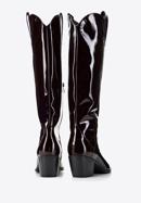 Women's patent leather cowboy knee high boots, deep burgundy, 97-D-509-1-40, Photo 4