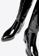Women's patent leather cowboy knee high boots, black, 97-D-509-3-40, Photo 6