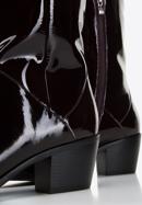 Women's patent leather cowboy knee high boots, deep burgundy, 97-D-509-3-35, Photo 6