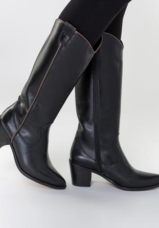 Leather cowboy boots, black, 91-D-053-1-38, Photo 1