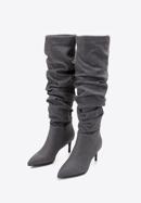 Denim high stiletto heel boots, dark grey, 97-D-523-1-36, Photo 2