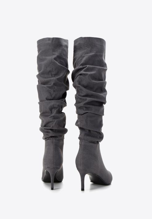 Denim high stiletto heel boots, dark grey, 97-D-523-1-38, Photo 4