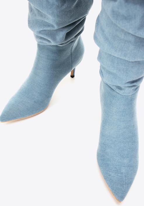 Denim high stiletto heel boots, , 97-D-523-1-40, Photo 7