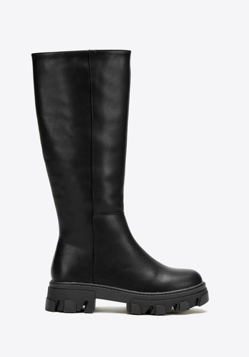 Women's leather platform boots, black, 97-D-857-3-39, Photo 1
