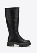 Women's leather platform boots, black, 97-D-857-Z-41, Photo 1