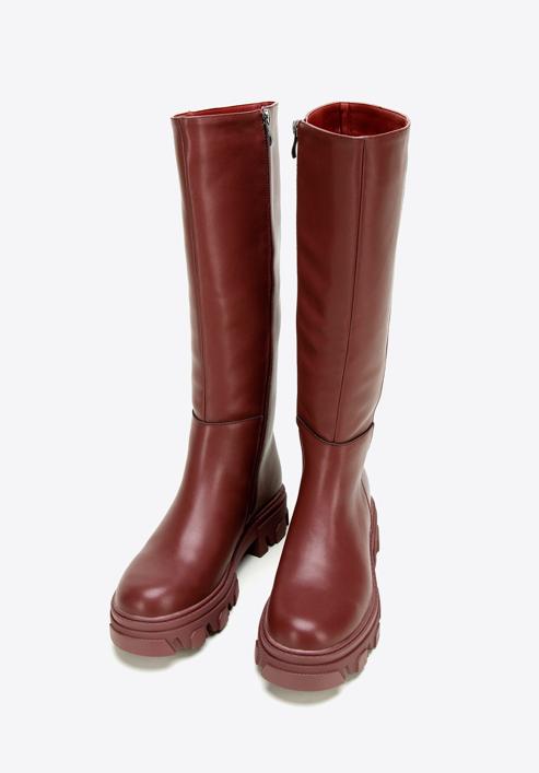 Women's leather platform boots, cherry, 97-D-857-1-38, Photo 2