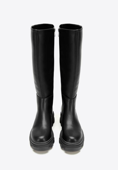 Women's leather platform boots, black, 97-D-857-1-35, Photo 3