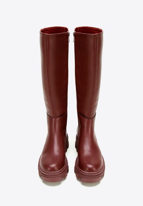 Women's leather platform boots, cherry, 97-D-857-Z-40, Photo 3