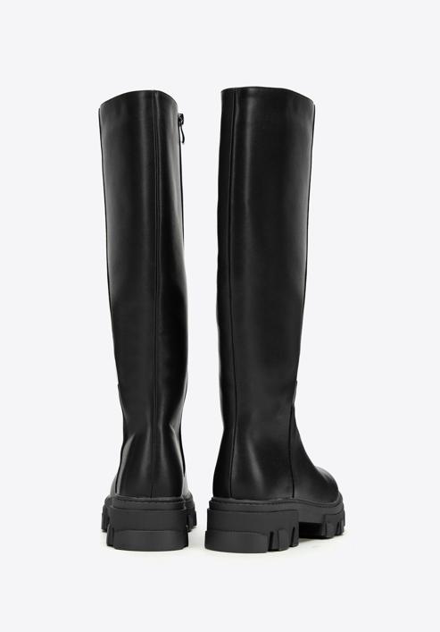 Women's leather platform boots, black, 97-D-857-3-41, Photo 4