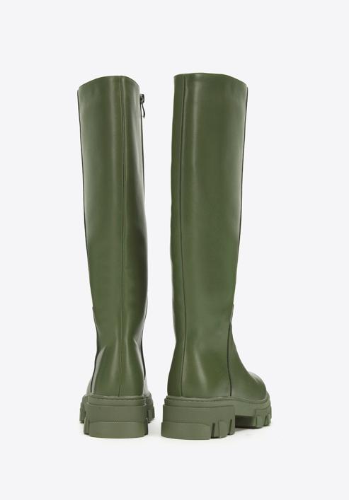 Women's leather platform boots, dark green, 97-D-857-0-37, Photo 4