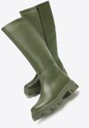 Women's leather platform boots, dark green, 97-D-857-0-37, Photo 6