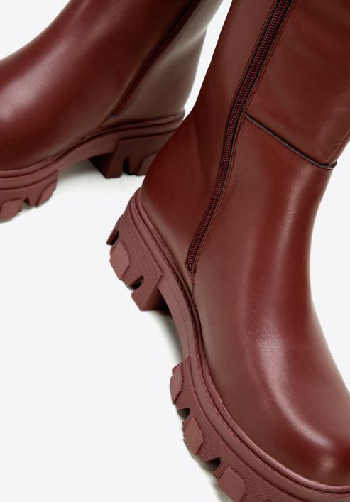 Women's leather platform boots, cherry, 97-D-857-Z-40, Photo 7