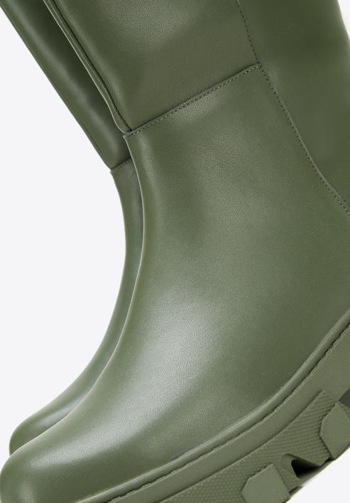 Women's leather platform boots, dark green, 97-D-857-1-37, Photo 8