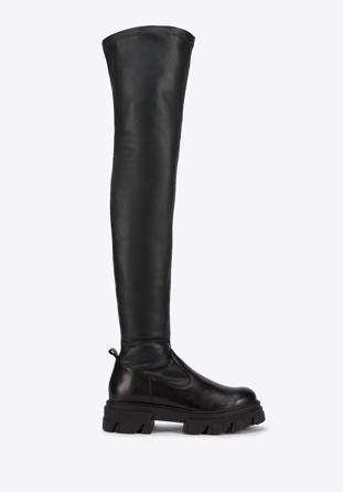 Leather thigh high boots, black, 95-D-803-1-37, Photo 1