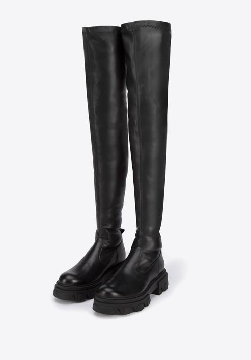 Leather thigh high boots, black, 95-D-803-1-37, Photo 2