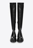 Women's leather over the knee boots with chain detail, black, 97-D-502-1-39, Photo 3