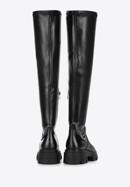 Women's leather over the knee boots with chain detail, black, 97-D-502-1-39, Photo 4
