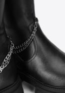 Women's leather over the knee boots with chain detail, black, 97-D-502-1-36, Photo 7
