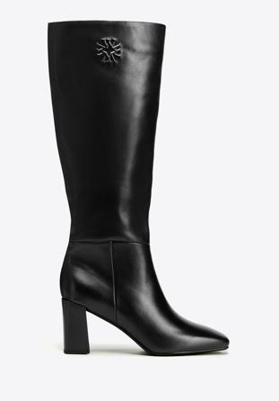 Women's monogram knee high boots, black, 97-D-513-1-40, Photo 1
