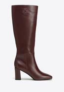 Women's monogram knee high boots, plum, 97-D-513-1-41, Photo 1