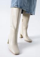 Women's monogram knee high boots, cream, 97-D-513-1-41, Photo 16