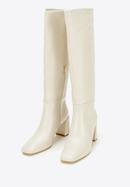 Women's monogram knee high boots, cream, 97-D-513-0-38, Photo 2