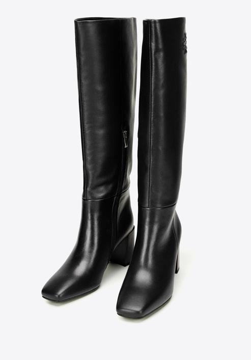 Women's monogram knee high boots, black, 97-D-513-3-41, Photo 2