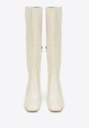 Women's monogram knee high boots, cream, 97-D-513-1-41, Photo 3